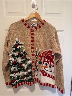 Vintage Tiara International Christmas Holiday Cardigan